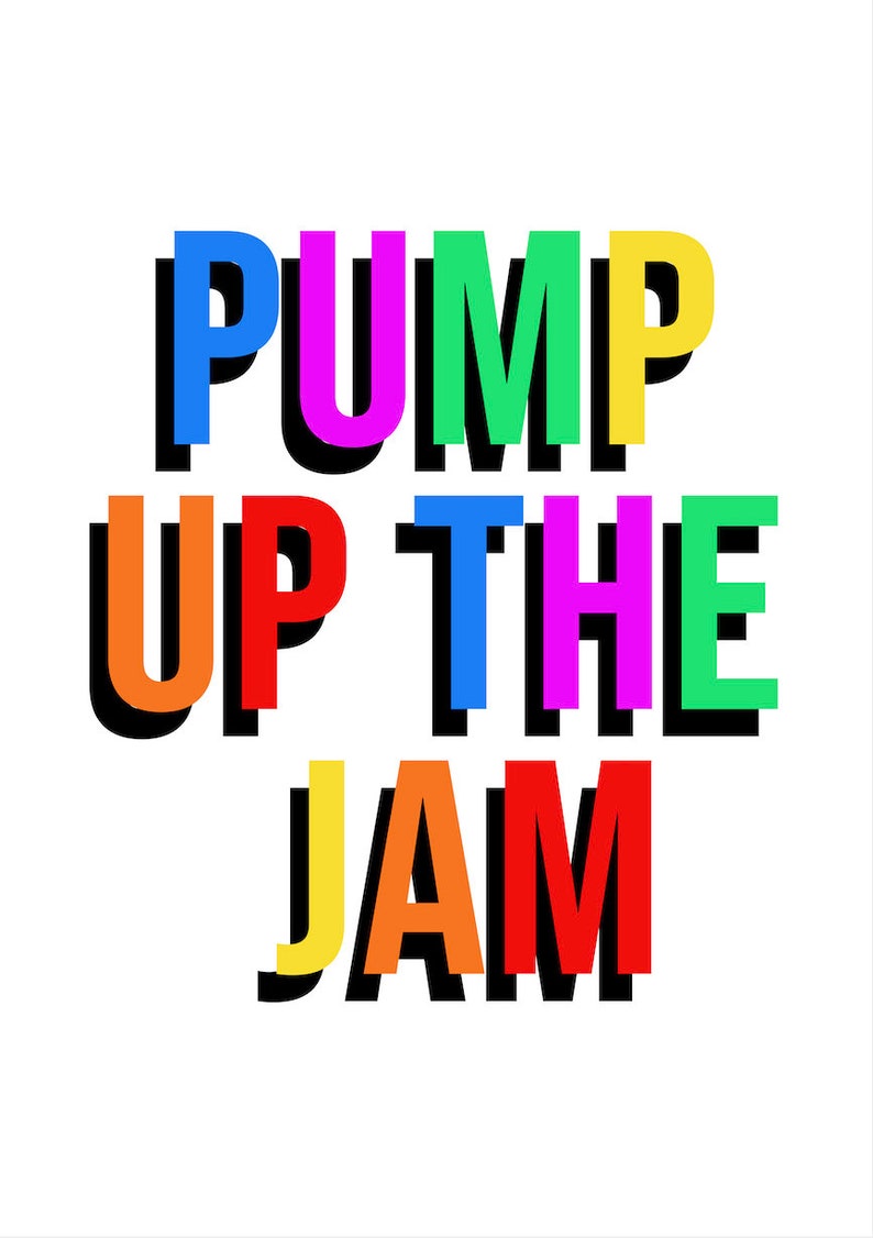 Pump Up The Jam Music Lyrics Print Rainbow Home Decor Etsy