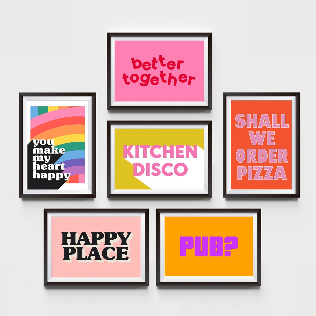 Gallery Wall Print Pack // Set of 3/5/10 Print Bundle, Colourful Quote