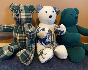 Memory Bear -- Made from clothing, custom made, memorial, handmade, celebration of life, keepsake.