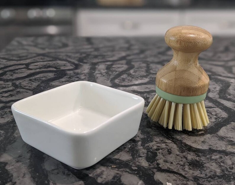Scrub Brush and Ceramic Dish Set Solid Dish Soap Bar Etsy