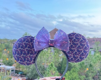 Orejas de Epcot Disney / Orejas de flores y jardines / Orejas de comida y vino / Orejas de pelota morada de Epcot / Orejas de nave espacial Tierra / Magical Sister’s and Co