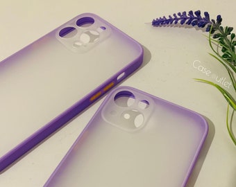 Étui pour téléphone avec pare-chocs violet pour iPhone 14+, iPhone 13 Mini, iPhone 12 11 Pro Max, iPhone XR, iPhone 7 8 SE avec protection pour objectif d'appareil photo