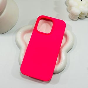 HOT Pink phone case for iPhone 16 15 Pro 14 Plus, iPhone 13 Mini, iPhone 12 11 Pro Max, Soft Silicone Protective phone cover
