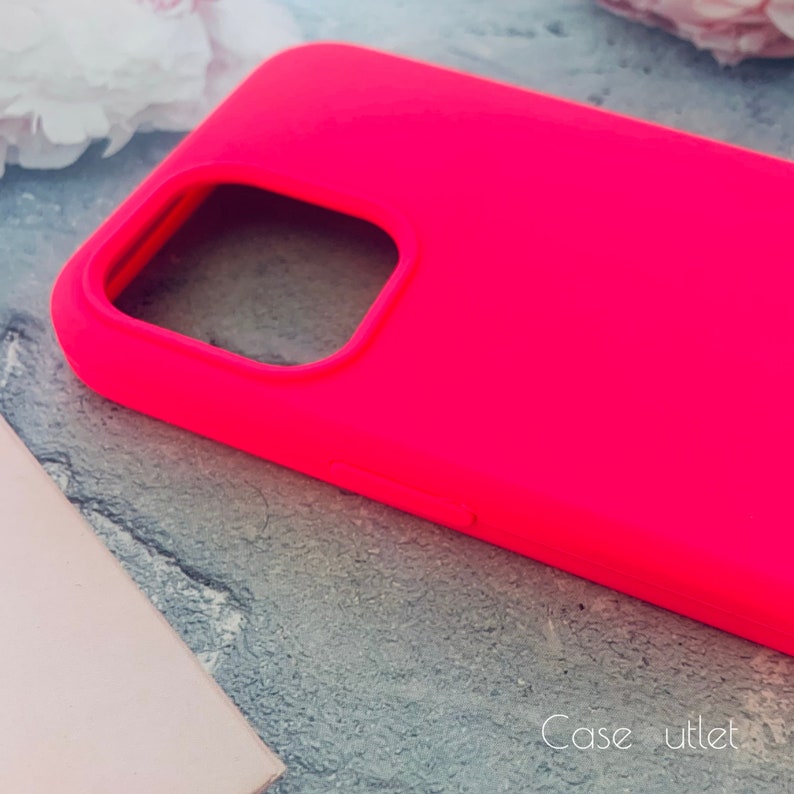 HOT Pink phone case for iPhone 14 13 Pro Max, iPhone 12 Mini, iPhone 11 Pro Max case, Soft Silicone phone cover image 3
