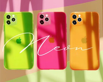 Fluorescent Neon phone case for iPhone 14 Plus, iPhone 13 11 Pro Max case, iPhone 12 Mini, iPhone XR case, iPhone XS Max, iPhone 7 8 SE