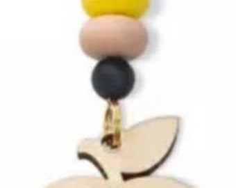 New Style! Lanyard Blanks with Apple Wood Disc & Silicone Beads