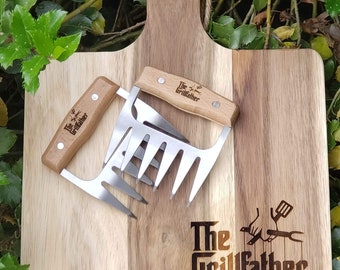 The GrillFather Father’s Day Gift Set, Cutting Board and Meat claws set, Gifts for Dad, Grilling Gifts, Father’s Day Gift