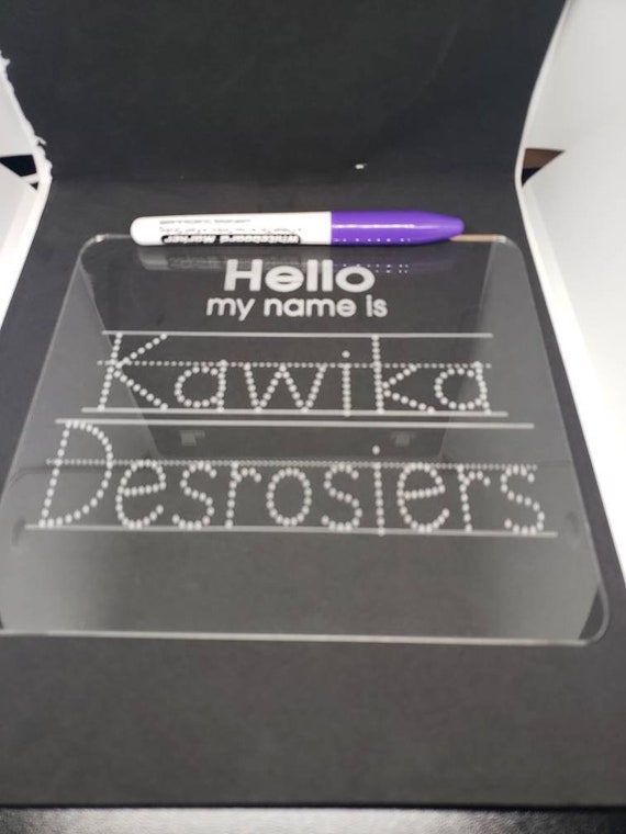 Acrlyic Name Tracing Pad With Dry Erase Pen and Mini Eraser. Cursive  Trainer, Acrylic Tracing Pad, Practice Penmanship for Kids 