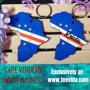Cape Verdean Flag Keychain, Cabo Verde Flag, Flag Keychain, African Keychain, Kriola Keychain, CV flag, CV keychain