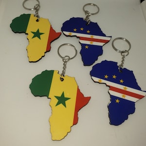 African Flag Keychains, Africa keychain Cabo Verde Senegal