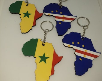 African Flag Keychains, Africa keychain Cabo Verde Senegal