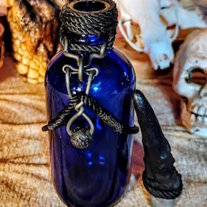 Antique Potion bottle Stag Antler topper Apothecary