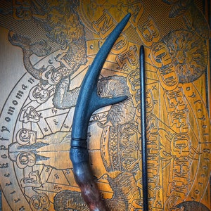 Ritually prepared collapsible stag horn wand