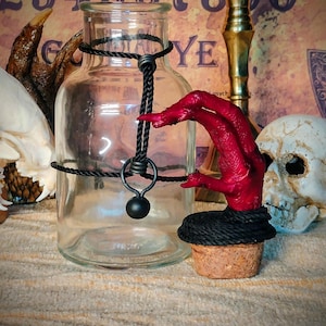 Potion bottle W/ Chicken Foot topper Voodoo Santeria wicca