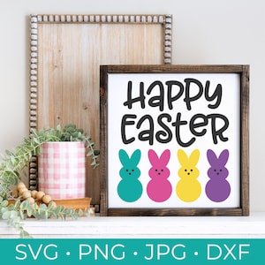 Happy Easter Peeps SVG - Happy Easter Peeps Cut File - Easter Svg Cut File - Cricut - Silhouette - Instant Download - SVG, PNG, Jpg, Dxf