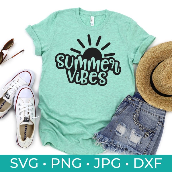 Summer Vibes - File di taglio digitale - Cricut - Silhouette - Summer Vibes SVG - Summer SVG - svg, jpg, dxf e png