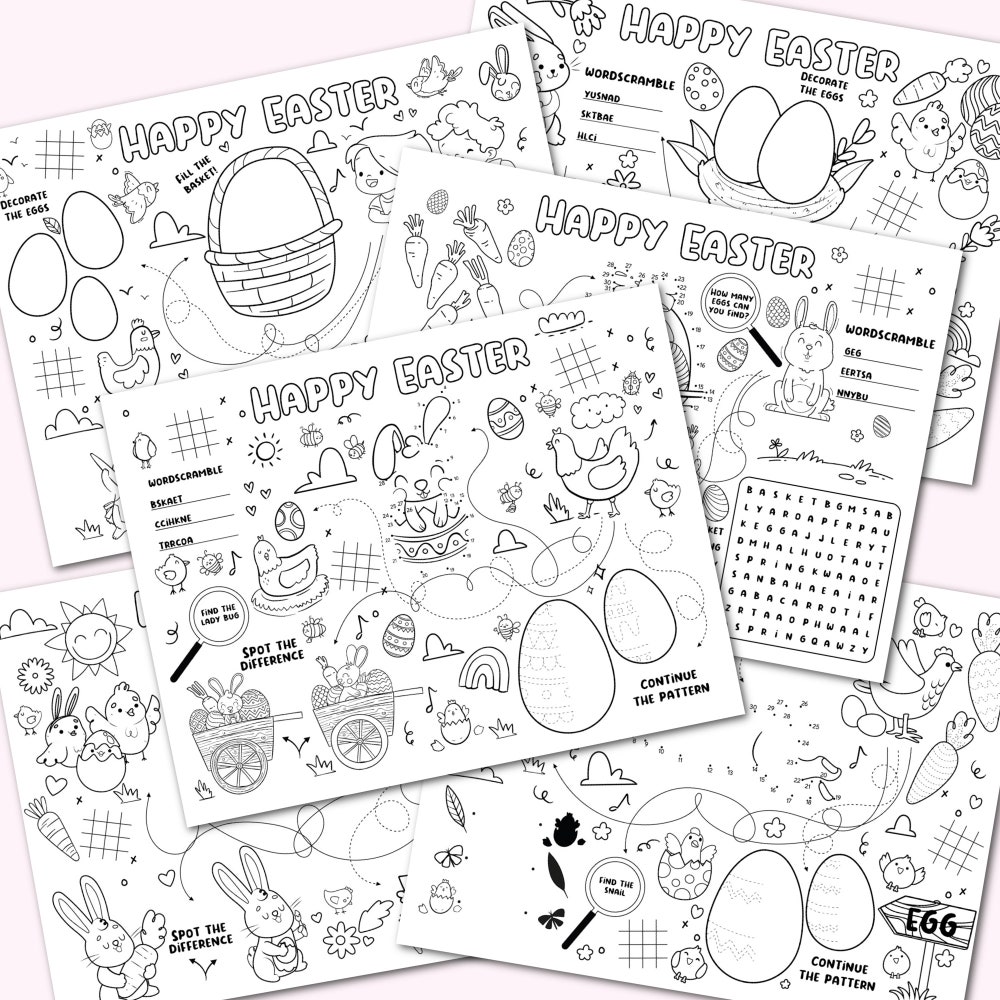 Easter Activity Mats - Easter Activities For Kids - Easter Activity Placemat - Kids Easter Games - Easter - Easter Party - Easter Printable Moderndaydecors