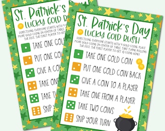 St. Patrick's Day Game - Printable St. Patrick's Day Game - St Patricks Games Dice Game for Kids, St. Patricks Day Pot of Gold Game for Kids