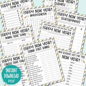 New Year&#39;s Games - New Year&#39;s Eve Games - New Year&#39;s Eve Game Pack - New Years Eve Printables Games - New Years Activity - Digital Download