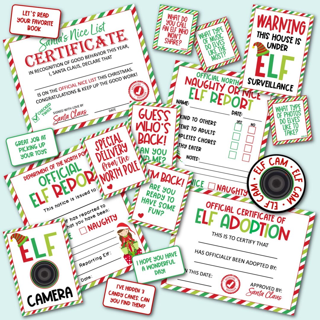 Elf Printable Bundle, Elf Notes, Elf Arrival Letter, Elf Activities for ...