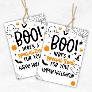 Utskrivbar Buu Här är en speciell godbit för dig Halloween-presentetikett - Glad Halloween-presentetikett - Buu Bus eller godis-påsetikett - Halloween-presentetikett bild 1