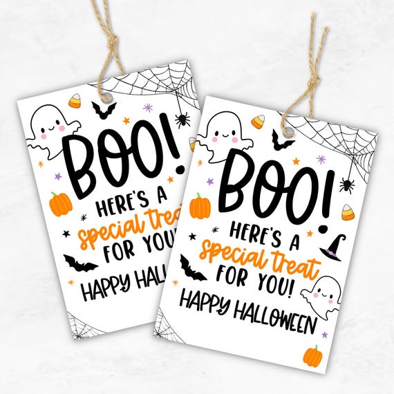 Printable Boo Here's a Special Treat For You Halloween Gift Tag - Happy Halloween Gift Tag - Boo Trick or Treat Bag Tag - Halloween Gift Tag