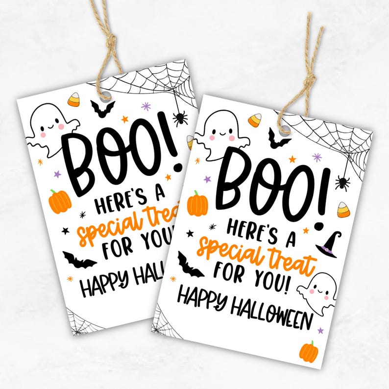 Utskrivbar Buu Här är en speciell godbit för dig Halloween-presentetikett - Glad Halloween-presentetikett - Buu Bus eller godis-påsetikett - Halloween-presentetikett bild 1