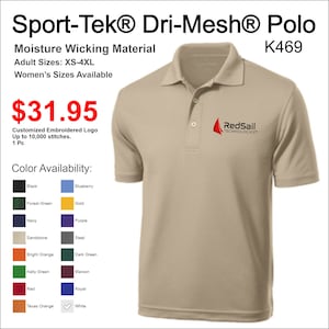 Sport Tech Moisture Wicking Polo with Customized Embroidered Logo image 1