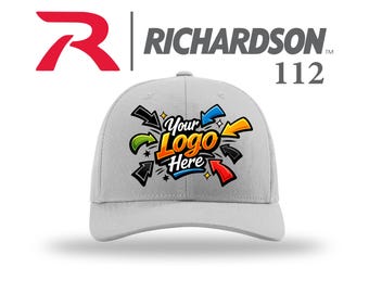 6 or 12 Richardson 112 Customized Embroidered Hats with Your Logo