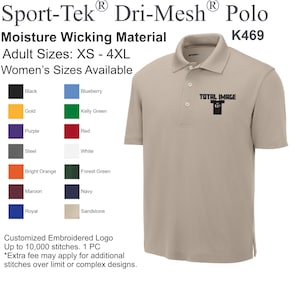 Sport Tech Moisture Wicking Polo with Customized Embroidered Logo - K469