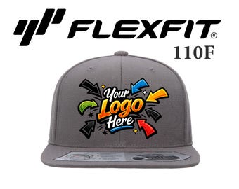 Flexfit 110F Wool Blend - Flat Bill - Snap Back with Custom Embroidered Logo or Text.