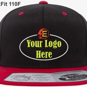 Flexfit 110F Wool Blend / Flat Bill / Snap Back with Custom Embroidered Logo or Text.