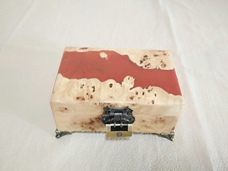Handmade Burl Wood and Epoxy Resin Box With Metal Decor and Etsy