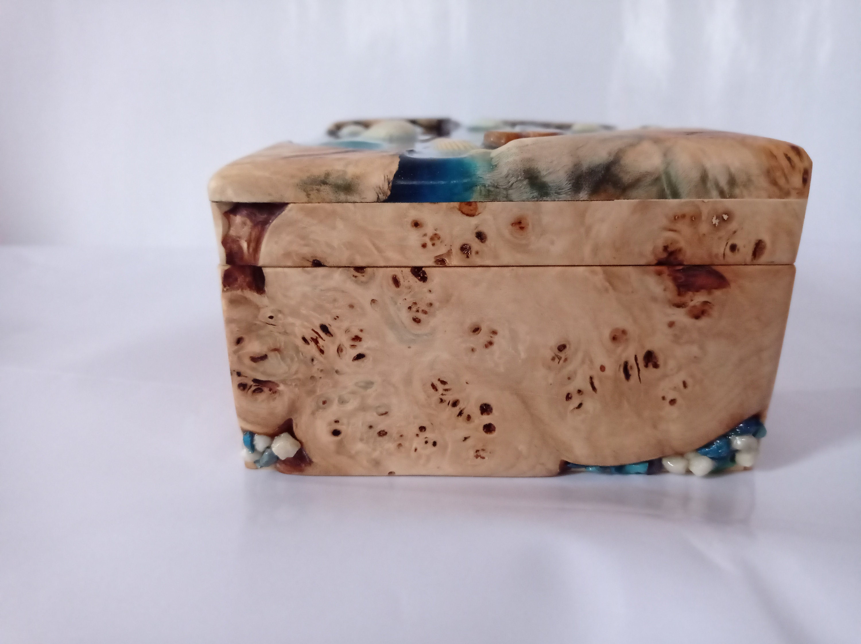 Handmade burl wood and epoxy resin box Fancy keepsake box Etsy