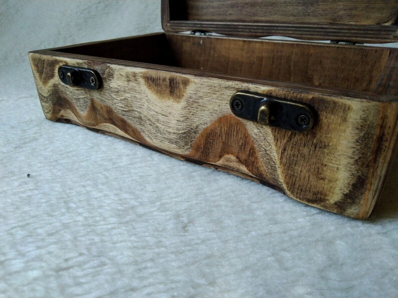 Handmade Birch Wood Cigar Box. Jewelry Box. Fancy Keepsake Box