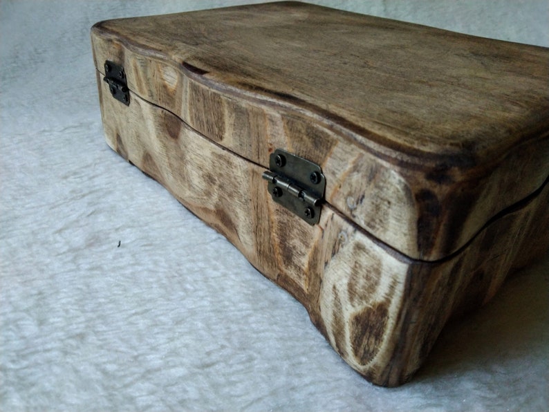 Handmade Birch Wood Cigar Box. Jewelry Box. Fancy Keepsake Box