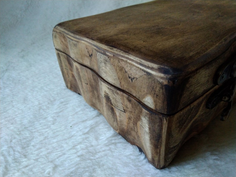 Handmade Birch Wood Cigar Box. Jewelry Box. Fancy Keepsake Box