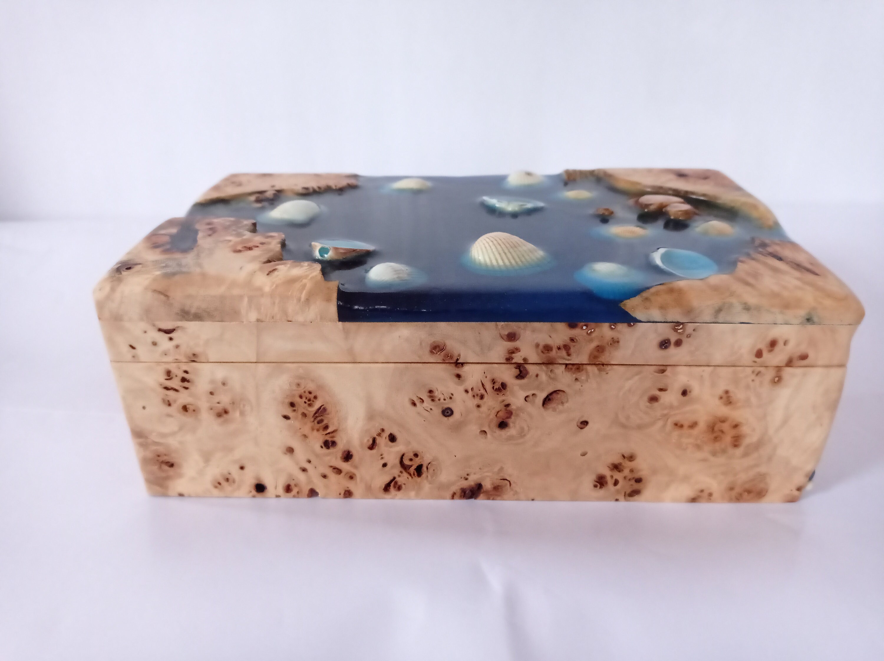 Handmade burl wood and epoxy resin box Fancy keepsake box Etsy