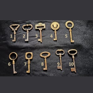 Vintage Italy collectible skeleton folding key, ornate authentic brass furniture key vintage armor furniture cabinet drawer key, Santa's key