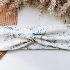 Headband / Hairband / Headband /Bandeau pale blue leaves and branches