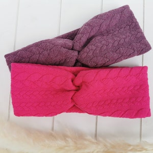 Headband / Hairband / Headband / Bandeau Cable Knit / Twist / Knot Hairband Lavender and pink