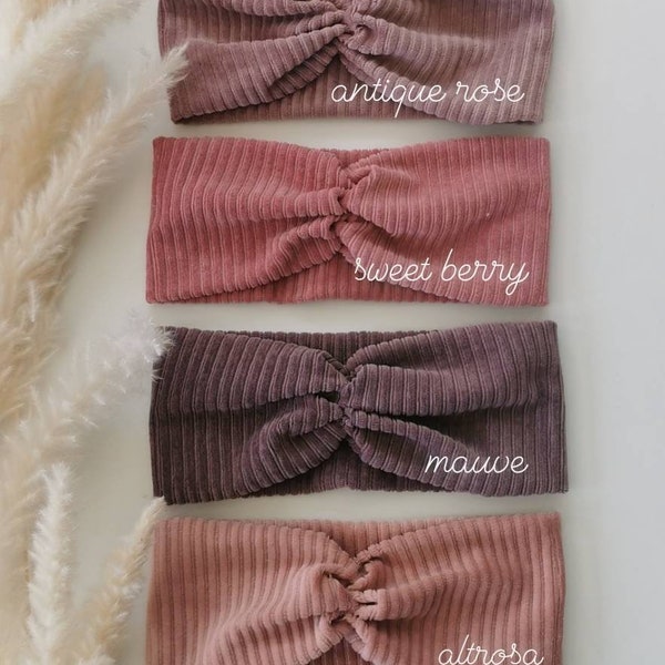 Single-layer, non-sewn cozy corduroy headband / hairband / headband / bandeau / ribbed jersey / twist headband / single-layer