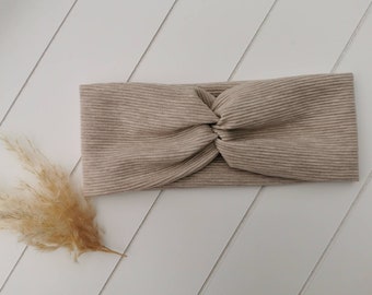 Headband / Hairband / Headband / Bandeau ribbed jersey light beige/single layer