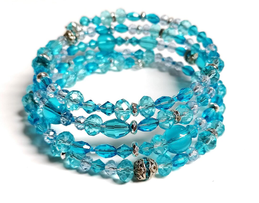 Memory Wire Bracelet. Beaded Wrap Bracelet Bohemian Etsy
