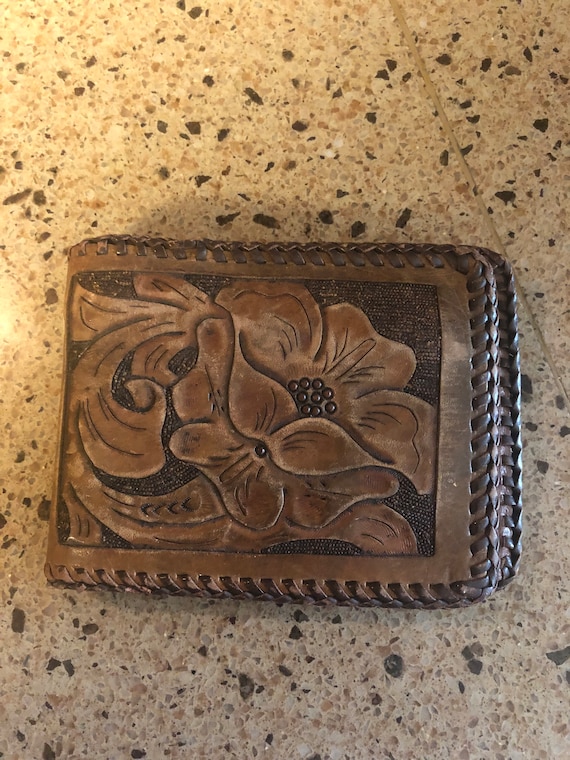 Vintage Hand Tooled Leather Wallet - image 1