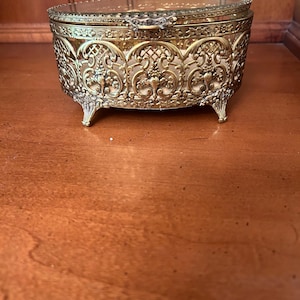 Vintage Filigree JewelryCasket/ Box