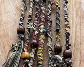Macrame Boho Dreadlock Hair Wrap Extensions, Yarn Dreadlock Decoration