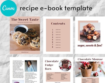 Modèle d'ebook de recette, modèle de recette, modèle de livre de cuisine, modèle de canva d'ebook de recette pour Canva, livre de cuisine de bricolage, modèle d'ebook