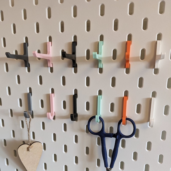 5x Ikea Skadis J L Hooks | Various Colours | Peg Board Accessories for Hanging Various Items | Scissors Tools Piers | Bracket Arm Hook
