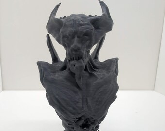 Demon Bust | Ornament Figure | Paintable Art Model Figurine | Mythical Fantasy Sci-fi | Perfect Unique Geek Gift Him Her 3d